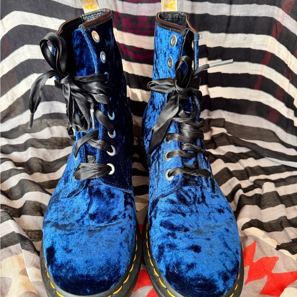 Dr. Martens Blue Velvet Boots